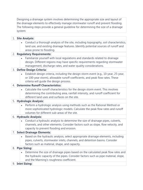 Designing A Drainage System Involves Determining The Appropriate Size ...
