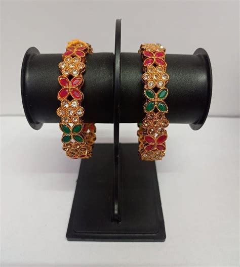 Golden Party 2 Piece Gold Brass Bangle Set Size 2 4 Inch At Rs 74 Set