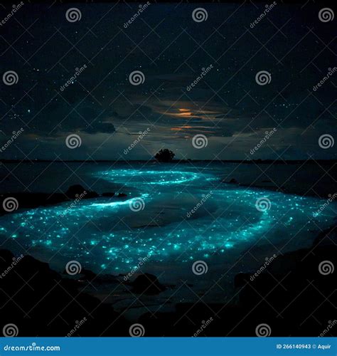 Bioluminescence. Bio Luminescent Ocean. Ai Generated. Bioluminescent ...