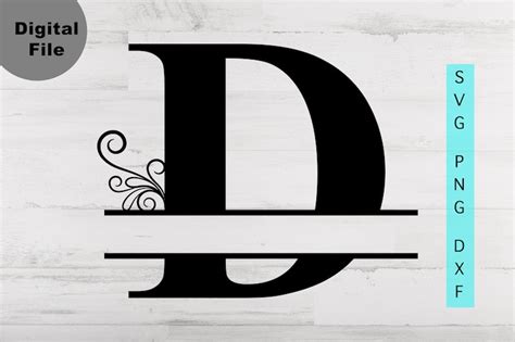 Split Monogram D Svgpngdxf Alphabet D Monogram Frame Etsy