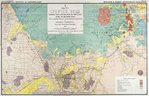 1899 Geological Map Of The Brisbane To Ipswich Area Queensland Map