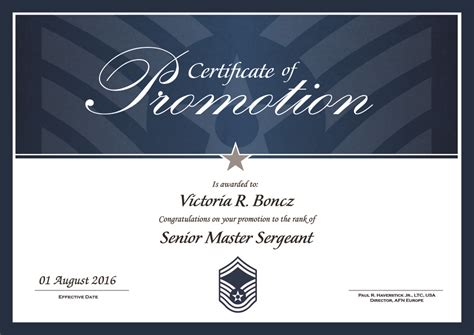 Army Promotion Certificate Template