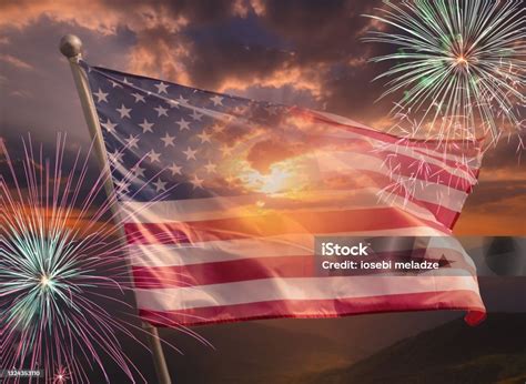 Usa 4th Of July Independence Day Background Of American Flag With