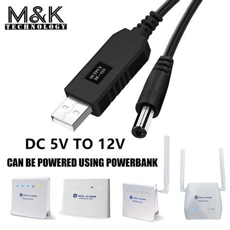 DC 5V to 12V USB Cable WiFi to Powerbank Connector Boost Converter Step ...