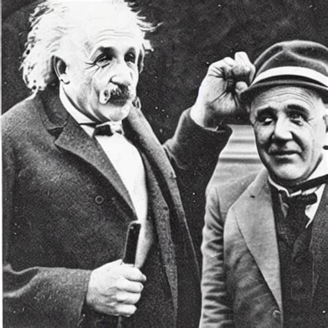 Vintage Photo Of Einstein And Thomas Edison Fighting Stable Diffusion