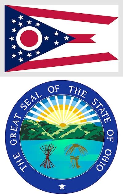 Diseño de la bandera y el escudo del estado de ohio ee uu Vector