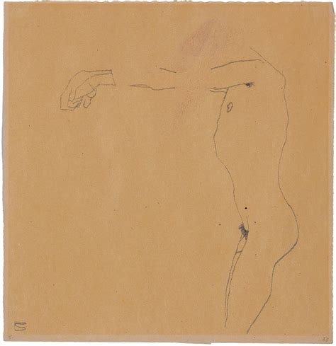 Male Nude With Arms Raised To The Left By Egon Schiele