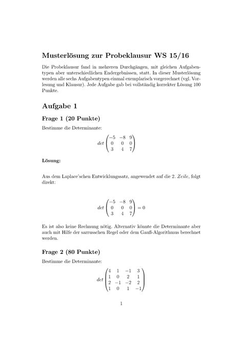 Klausur 2015 Fragen Und Antworten Musterl Osung Zur Probeklausur WS