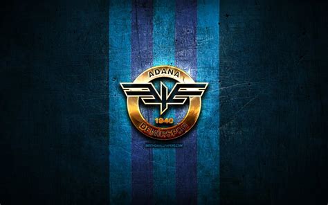 Download wallpapers Adana Demirspor FC, golden logo, 1 Lig, blue metal ...