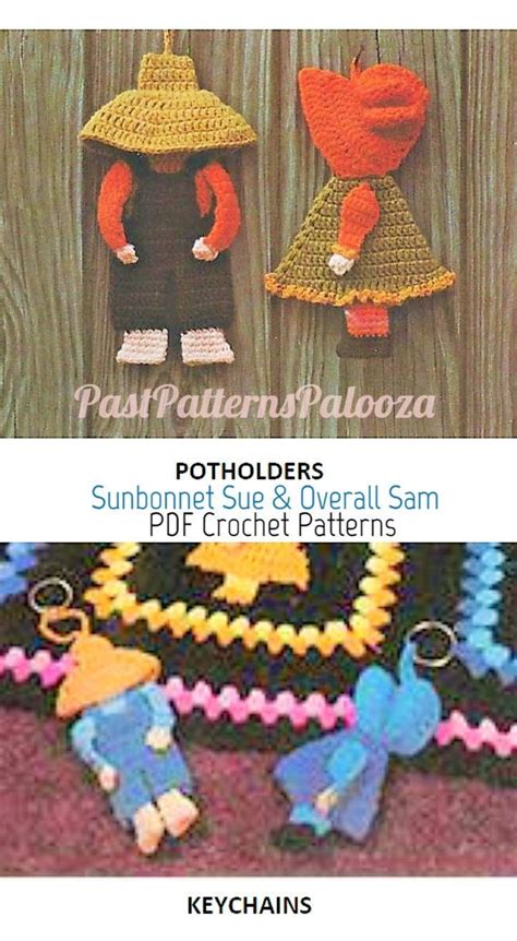 Vintage Crochet Pattern Sunbonnet Sue And Overall Sam Pot Etsy Sunbonnet Sue Crochet