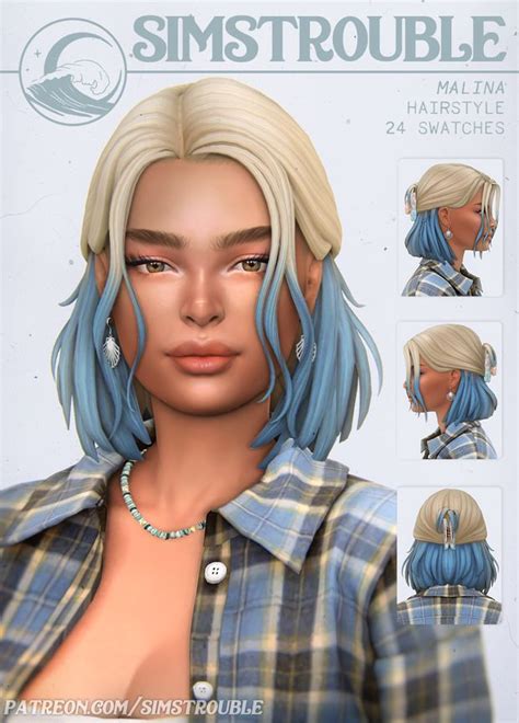 Malina Hairstyle Versions By Simstrouble Simstrouble Sims Hair