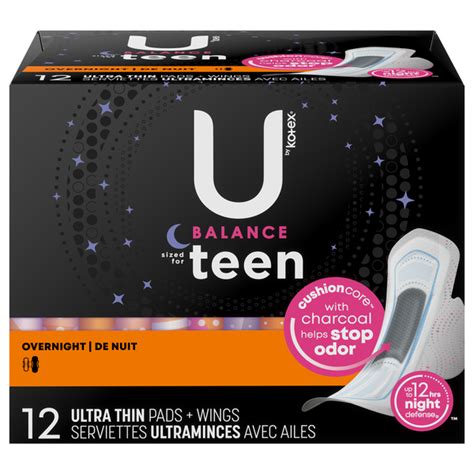 Save On U By Kotex Balance Teen Ultra Thin Pads With Wings Overnight