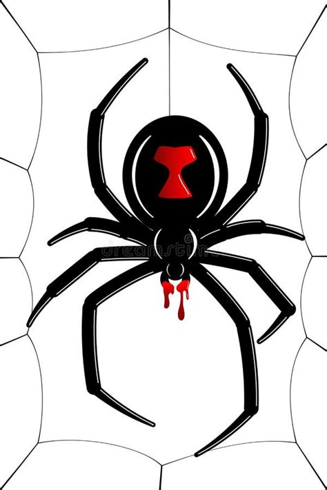 Spider Black Widow Cobweb Red Black Spider 3d Spiderweb Isolated White Background Stock