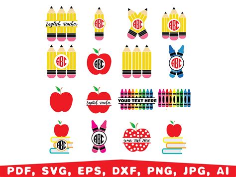 Crayon Split Monogram Svg Crayon Svg Teacher Svg Teacher Etsy