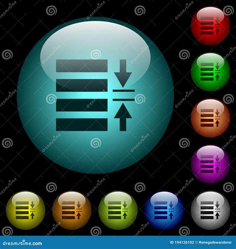 Adjust Line Spacing Icons In Color Illuminated Glass Buttons Stock