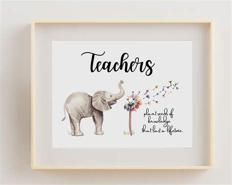 Teacher T Elephant Blowing Dandelion Ts For Teachers Etsy