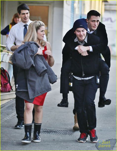 Colton Haynes Gets Piggyback Ride To 'Arrow' Set With Emily Bett ...