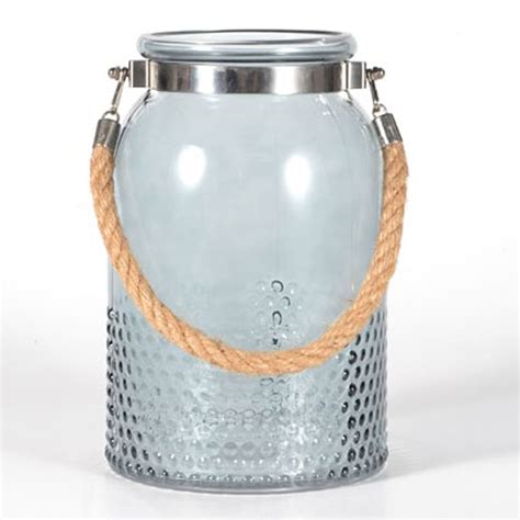 Glass Hurricane Candle Holder Lantern with Jute Rope Handle - China