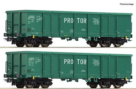 ROCO 77032 H0 2 tlg Set Offene Güterwagen PROTOR Moba Shop