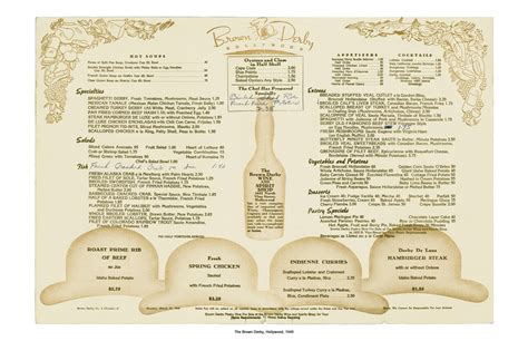 The Brown Derby Hollywood 1948 Vintage Menu Art – Love Menu Art