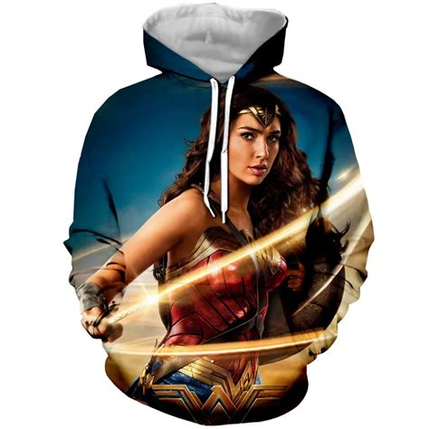 Plstar Cosmos Creative 3d Superhero Printed Hoodie Wonder Woman Print Hoodies Women Princess