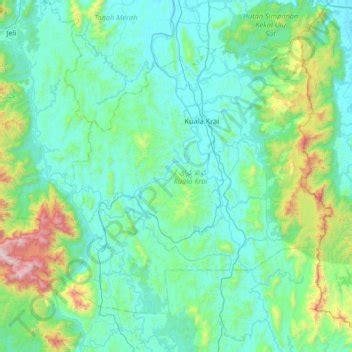 Kuala Krai topographic map, elevation, terrain