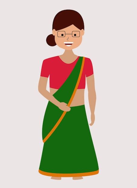 Premium Vector | Vector illustration of indian woman wearing saree ...