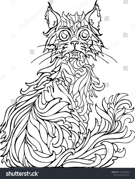 Cat Fluffy Blackandwhite Vector Looker Stock Vector (Royalty Free ...