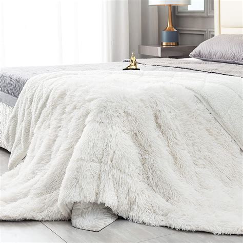 Topblan 15lbs Weighted Blanket Adult Shaggy Fuzzy Faux Fur