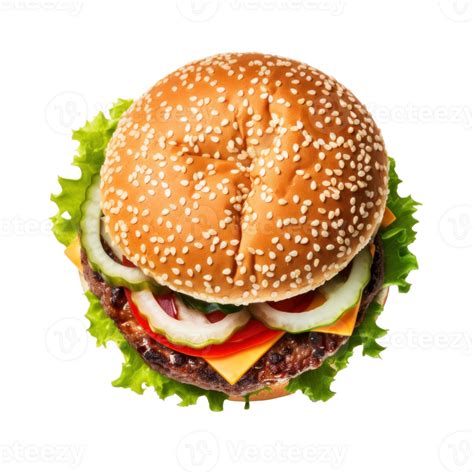 Ai Generated Street Food Burger Top View Isolated 36334301 Png