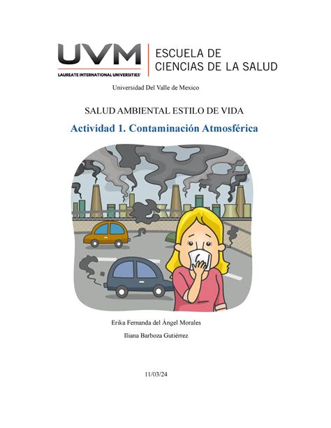 Actividad 1 Contaminación Atmosférica Universidad Del Valle De Mexico Salud Ambiental Estilo