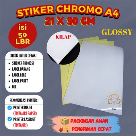 Jual Sticker Chromo A4 Isi 50 Lembar Kertas Stiker Glossy A4 Kota Surabaya Clover Karya