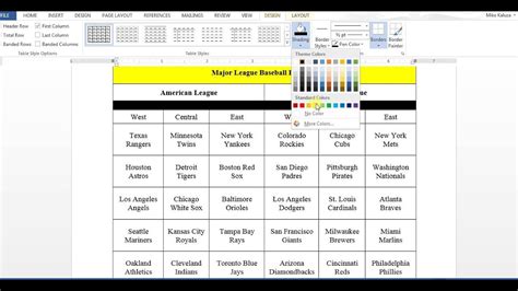 Creating Tables In Microsoft Word Activities 1c 1d And 1e Youtube