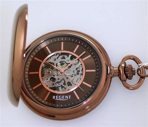 Mechanische Regent P Edelstahl Skelett Taschenuhr Kette Uvp