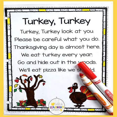 Short Thanksgiving Poems For Kids Little Learning Corner