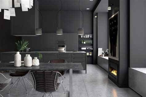 Moody Monochromatic Kitchen Design With A Masculine Feel - DigsDigs