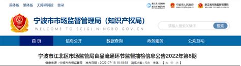 浙江省宁波市江北区市场监管局食品流通环节监督抽检信息公告2022年第8期 中国质量新闻网