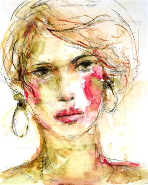 Expressive Female Portrait Painting Mixed Media Portrait Woman Colorful