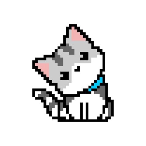 Un Chaton Mignon Sur Le Pixel Art Vecteur Premium