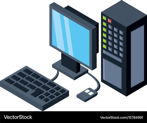 Desk Computer 3d Royalty Free Vector Image Vectorstock