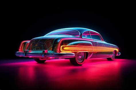 Premium AI Image | A car with a neon lights on the