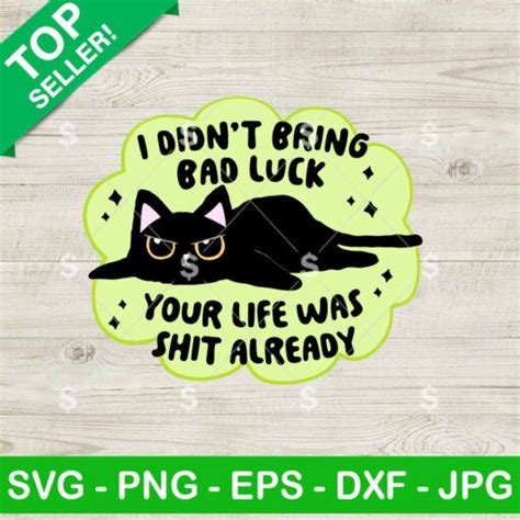 Black Cat I Didn T Bring Bad Luck Svg Sarcastic Funny Black Cat Svg Cricut