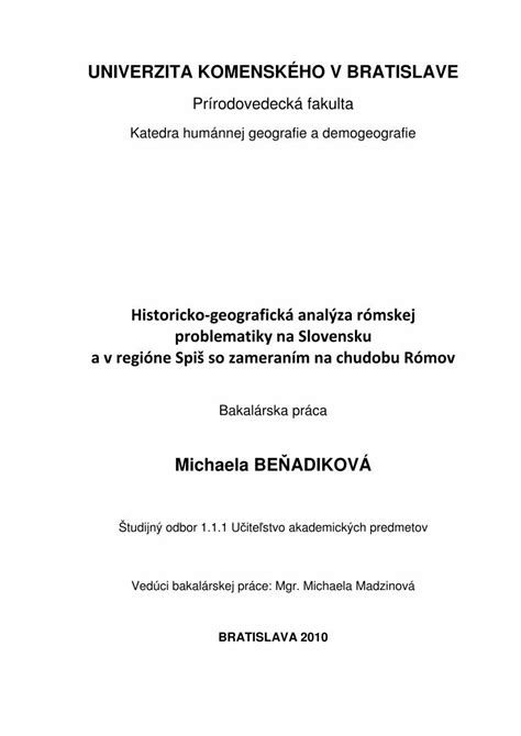 PDF Historicko geografická analýza rómskej problematiky na