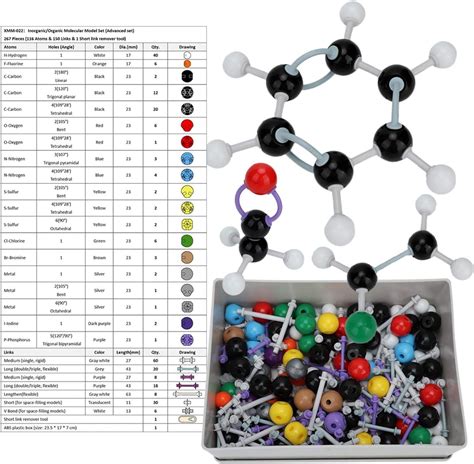 Atom Model,Delaman 267 Pcs Molecular Organic Inorganic Structure Kit Atom Link Model Set ...