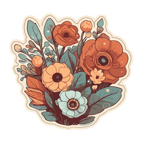 Ramo De Flores Pegatina Clipart Vector Png Dise O De Pegatinas Con