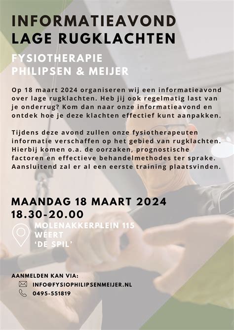 Infoavond Lage Rugklachten Fysiotherapie Philipsen En Meijer