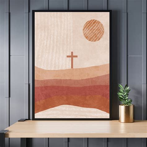 Jesus Cross Artwork Boho Christian Wall Art Christian Print