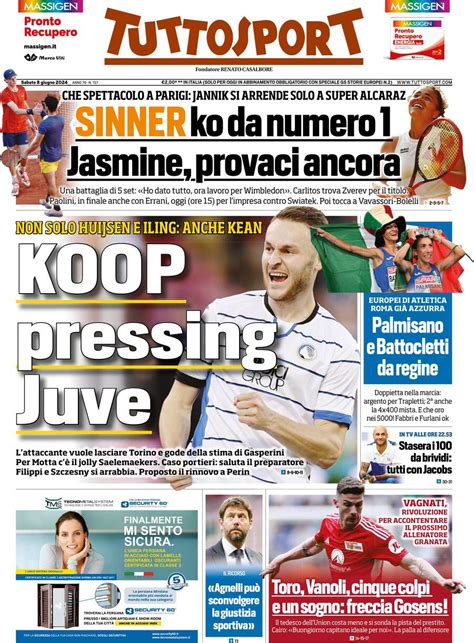 Prima Pagina Tuttosport Koopmeiners Pressing Della Juventus