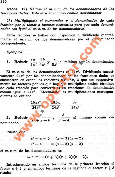 Reducción de fracciones al mínimo común denominador 2 Álgebra 1