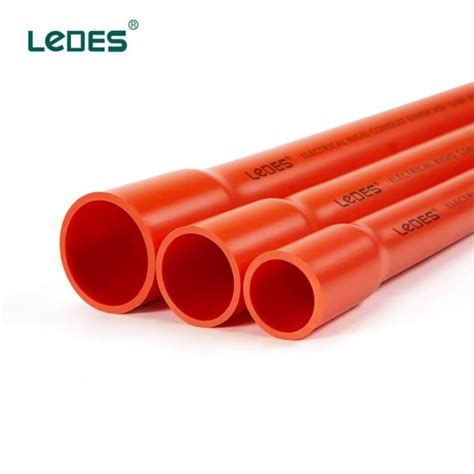 Ledes Electrical Pvc Pipe Plastic Rigid Conduit Heavy Duty Wiring Cable Piping Orange